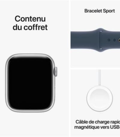 apple-watch-series-9-45mm-acier-argent-bracelet-bleu